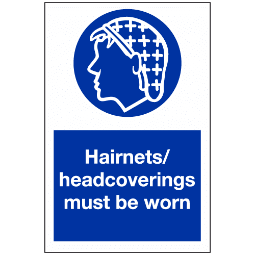 and Haircoverings must be worn sign Ref hc12 Safety Sign