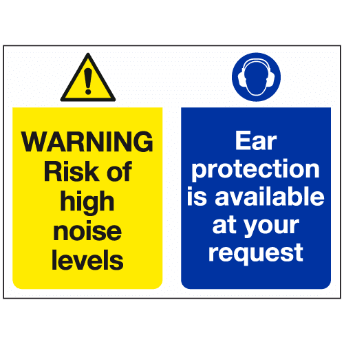 Warning risk of high noise levels ear protection is available at your ...