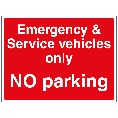 Emergency and service vehicles only No Parking sign Ref cp68