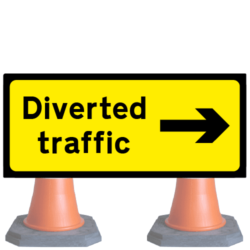 Diverted-traffic-right-Diag-2703-2cone-sign-med – Safety Sign Warehouse