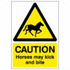 Caution Horses my kick or bite sign - Ref: hrs3