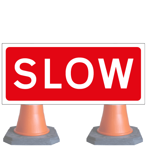 Slow-Diag-7013v1-2cone-sign-med – Safety Sign Warehouse