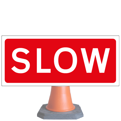 Slow-Diag-7013v1-cone-sign-med – Safety Sign Warehouse