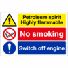 Petroleum spirit highly flammable / No smoking / Switch off engine sign - Ref: p31
