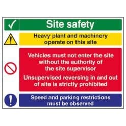 Multi Hazard Site Safety Heavy Plant & Machinery sign - Ref: c10