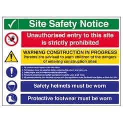 Multi Hazard Site Safety Notice 5 Points sign - Ref: c12