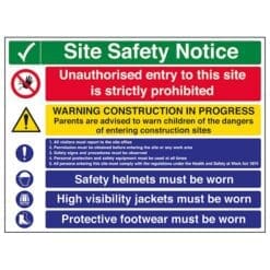 Multi Hazard Site Safety Notice 6 Points sign - Ref: c13