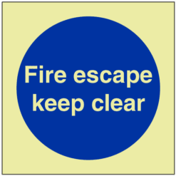 GITD Fire escape Keep clear sign - Ref: pl206