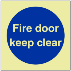 GITD Fire door Keep clear sign - Ref: pl354